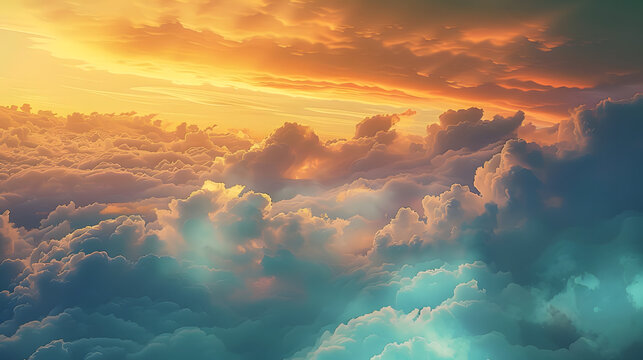 AI Generated. AI Generative. Aerial air sky clouds landscape background from top view. Graphic Art