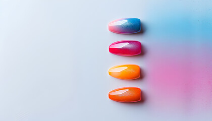 gradient colors of nail polish on white background