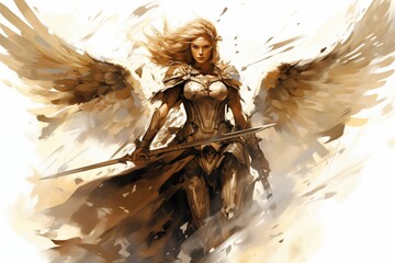 Illustration of a Valkyrie on a White Background