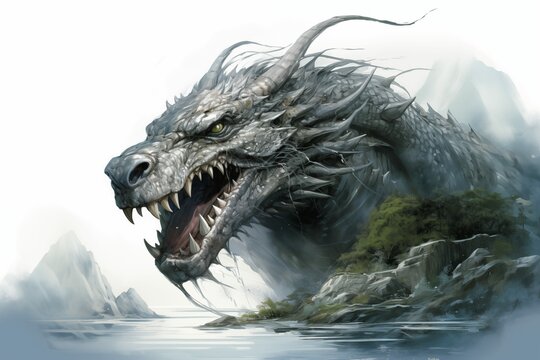 Illustration of Jormungandr on a White Background