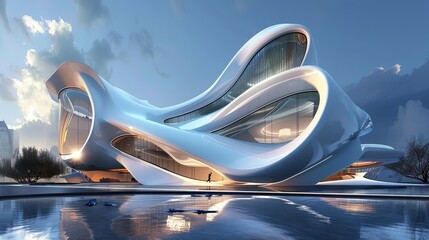 Modern architecture rendered in a futuristic style   AI generated illustration