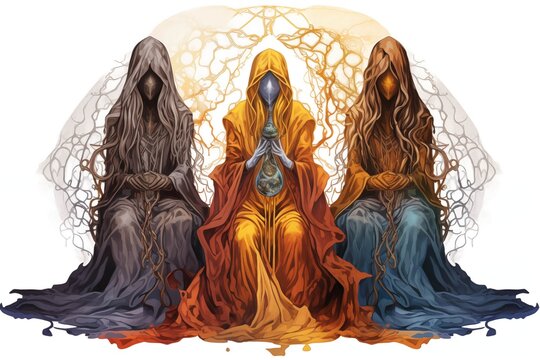 Illustration of the Norns on a White Background