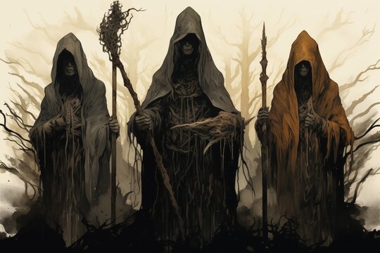 Illustration of the Norns on a Light Background
