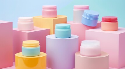 Playful skincare containers   AI generated illustration