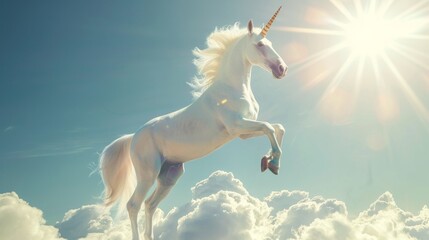 Playful unicorn horn soaring through the sky   AI generated illustration