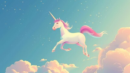 Playful unicorn horn soaring through the sky   AI generated illustration