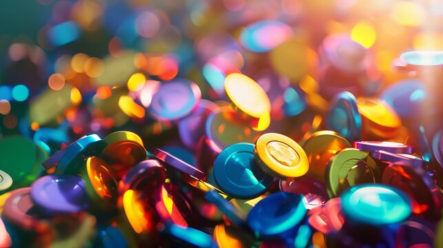 Retro style arcade tokens floating in a colorful void  AI generated illustration