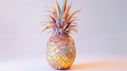 Sleek pineapple with a holographic sheen   AI generated illustration