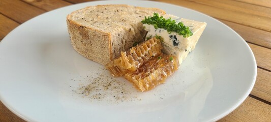 Blue Cheese, Honey Comb, Seeded Toast