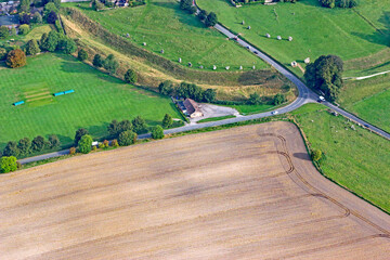 Aerial view of the Standing stone circle at Avebury in Wiltshire