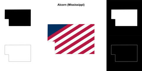 Alcorn County (Mississippi) outline map set