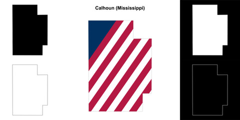 Calhoun County (Mississippi) outline map set