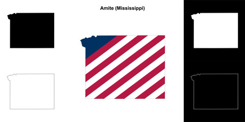 Amite County (Mississippi) outline map set