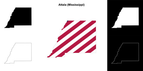 Attala County (Mississippi) outline map set