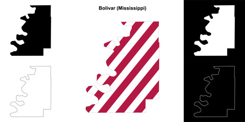 Bolivar County (Mississippi) outline map set