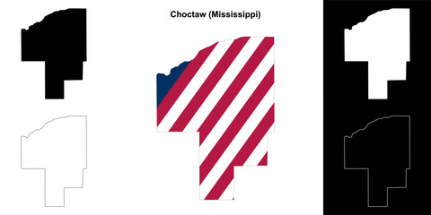 Choctaw County (Mississippi) outline map set