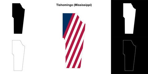 Tishomingo County (Mississippi) outline map set