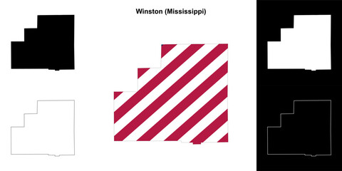 Winston County (Mississippi) outline map set