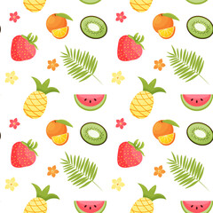 Seamless pattern with summer fruits . vector illustration