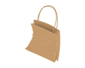vector design of a brown pouch or bag made from a paper-like base material with a handle in the form of a string tied at the top