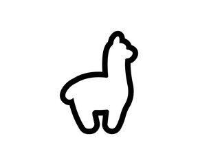 Naklejka premium Vector alpaca, llama icon. Simple black line illustration.