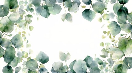 Eucalyptus Watercolor Painting for Wedding Invitations Generative AI