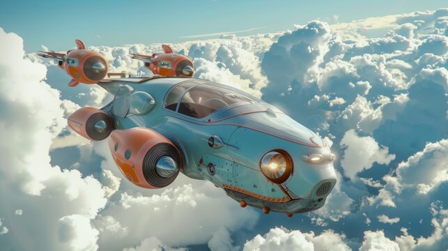 A delightful 3d render of a cartoonish flying AI generated illustration