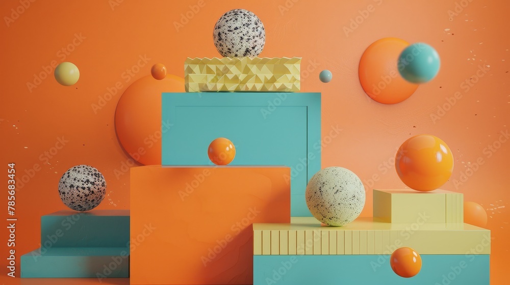 Poster lively and dynamic objects hovering in isolation ai generated illustration