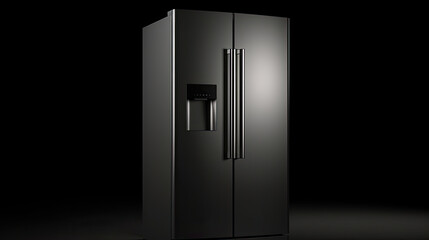 modern fridge isolated on light blue background