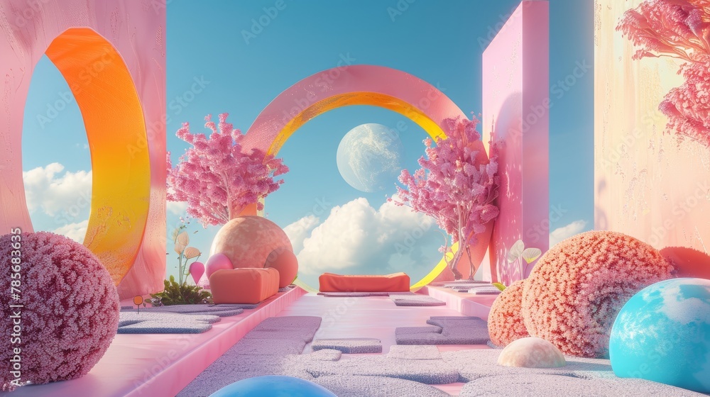 Poster surreal elements in a 3d rendered scene ai generated illustration
