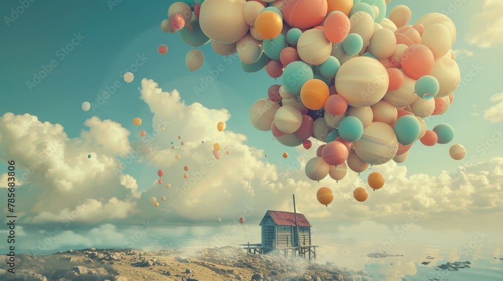 Aufkleber surreal objects creating a sense of happiness and wonder ai generated illustration