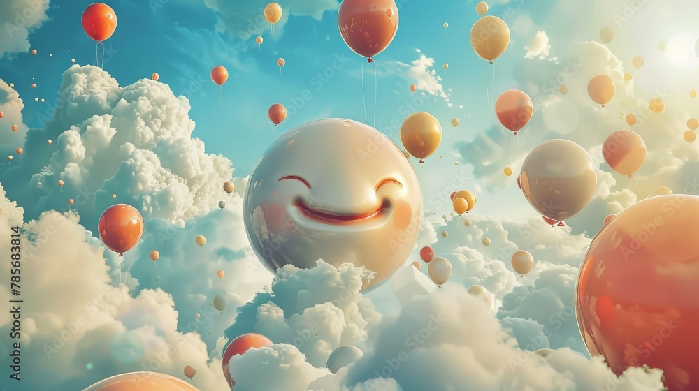 Poster surreal objects creating a sense of happiness and wonder ai generated illustration