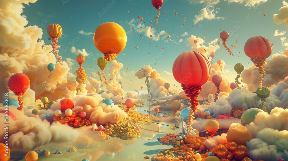 Aufkleber surreal objects creating a sense of happiness and wonder ai generated illustration