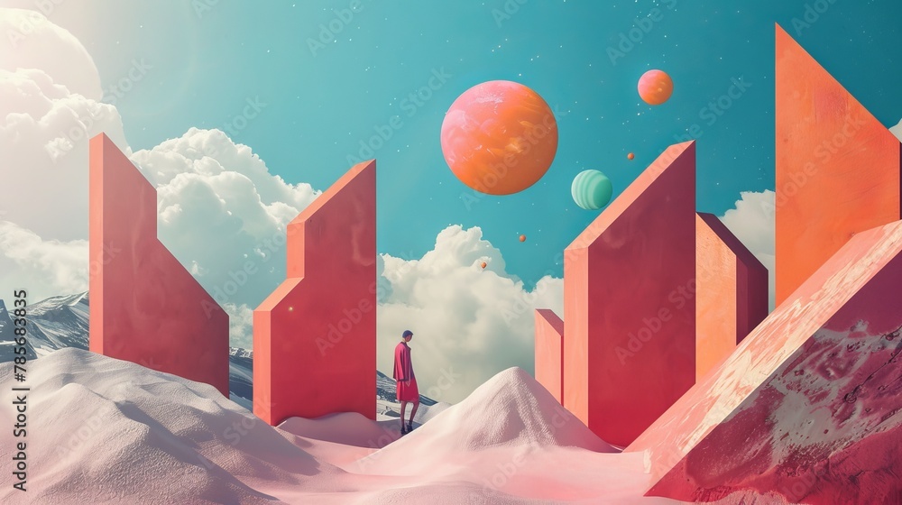 Aufkleber surreal shapes creating a sense of joy and wonder ai generated illustration