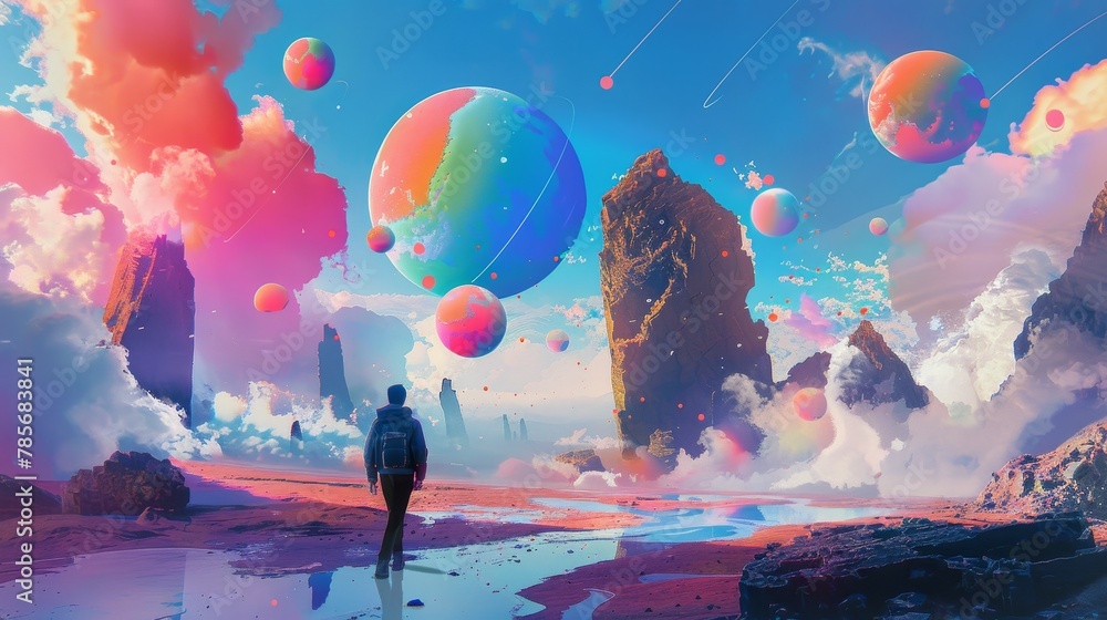 Poster surreal shapes creating a sense of joy and wonder ai generated illustration