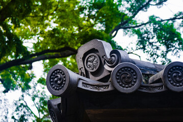 Tokugawa Family Crest Adorned Roof Tile of Edo Castle's Doshin-bansho (Concentric Guardhouse),...