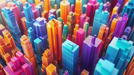 Vibrant colors in a D-style cityscape   AI generated illustration