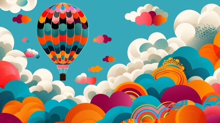 Vibrant hot air balloon with a funky design   AI generated illustration