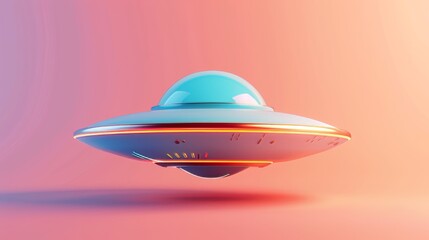 Whimsical 3d render of a flying saucer   AI generated illustration - obrazy, fototapety, plakaty