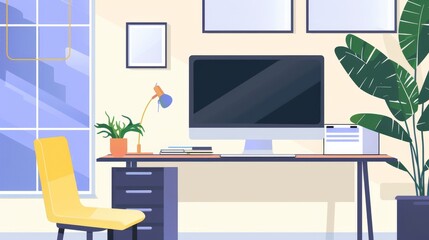 Zoom background featuring a minimalist office setting   AI generated illustration
