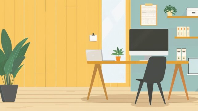 Zoom background featuring a minimalist office setting  AI generated illustration