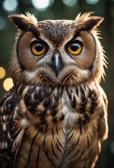 Obraz premium Mesmerizing Close-Up: Ornate Owl against Bokeh Lights