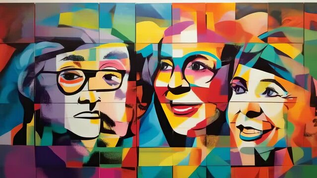 A vibrant mosaic of faces in profile evokes a sense of community and connection, their outlines merging and overlapping in a visual symphony. Mood swings. Emotional psychological state