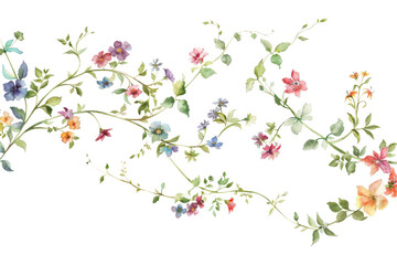 Watercolor Floral Vines and Butterflies: Delicate Nature Art Collection