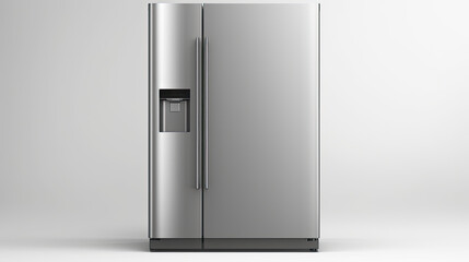 modern fridge isolated on light background