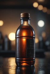 Mysterious allure: Chilled Brown Glass Bottle with Embossed Lettering