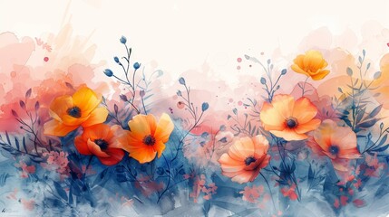 Mothers Day Floral Watercolor Painting Generative AI
