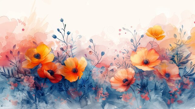 Mothers Day Floral Watercolor Painting Generative AI