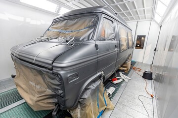 Vintage Microbus Restoration - Gray Paint Job in Spray Booth