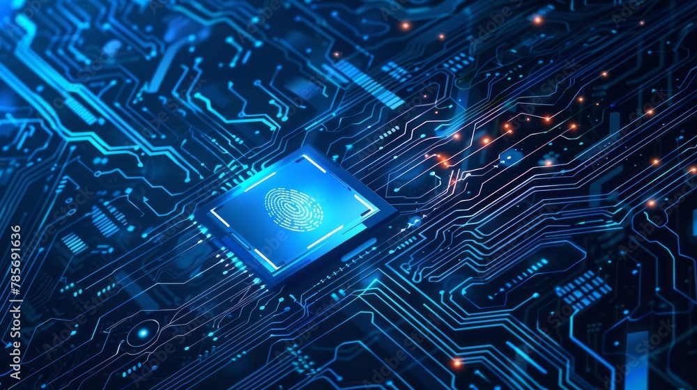 Poster a sleek abstract background themed around cyber security, featuring digital motifs and secure networ
